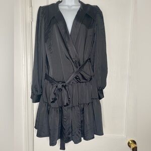 ON 34TH NWT Elegant Black Wrap Ruffle Dress
